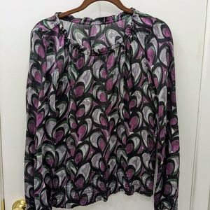 Hudson's Bay silk blouse peacock/paisley pattern - M